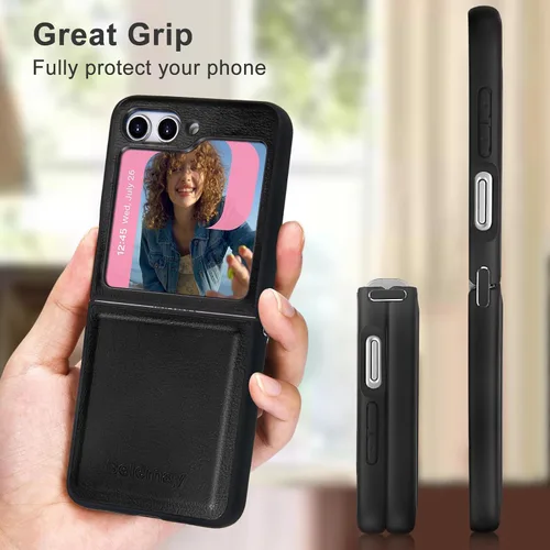 Miniatura 4 de Belemay Funda para Samsung Galaxy Z Flip 5, piel auténtica+TPU suave, protección delgada, a prueba de golpes, delgada Samsung Z Flip5, compatible