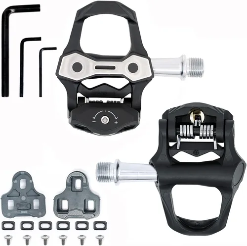 ZERAY - Pedales de bicicleta de carretera de carbono, pedales Peloton, pedales sin clip para ciclismo de carretera con tacos compatibles con Look