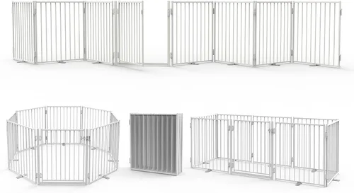 Miniatura 21 de No Pawblems - Puerta independiente para perros, valla plegable de 30 pulgadas de alto para interiores, extensión de puerta extra ancha para Blanco
