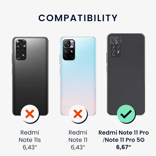 Miniatura 6 de kwmobile Funda compatible con Xiaomi Redmi Note 11 Pro/Note 11 Pro (5G) / Note 12 Pro (4G) - Funda de silicona TPU con acabado suave - Negro mate