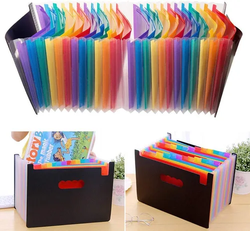 Miniatura 2 de Organizador de archivos de acordeón, carpeta de archivos expandible de 13/24 bolsillos con envoltura de borde de tela, caja de archivo portátil
