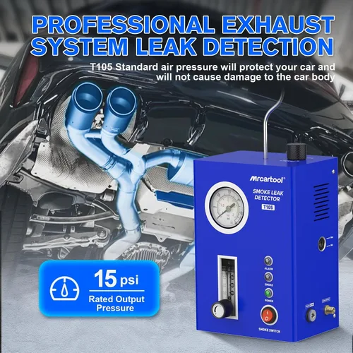 Miniatura 6 de T105 Detector de fugas de máquina de humo automotriz, probador de humo con bomba de aire integrada y manómetro de presión, kit de herramientas