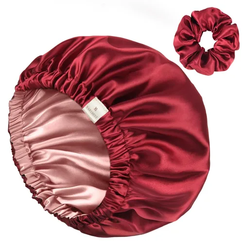 Miniatura 16 de YANIBEST Gorro de satén ajustable de doble capa para dormir, gorro para el cabello para mujeres con cabello rizado natural, color salvia