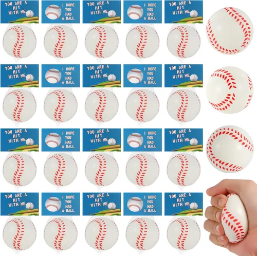 LiYiQ 24 piezas de recuerdos de fiesta de béisbol 2.36 pulgadas pelotas de estrés de béisbol recuerdos de cumpleaños de béisbol pelotas de espuma de