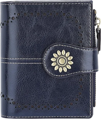 Miniatura 27 de Lavemi Cartera de Piel para Mujer Pequeña Compacta con Bloqueo RFID Estuche para Tarjetas de Crédito Monedero con Bolsillo con Cremallera Small
