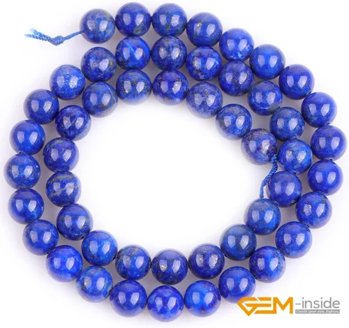 Miniatura 2 de GEM-Inside - Cuentas sueltas de lapislázuli genuinas naturales de 0.315 in, redondas, grado AA, cristal azul, cuentas de energía para fabricación