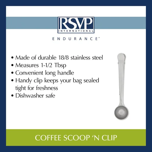 Miniatura 9 de RSVP International Coffee Scoop Collection, 1-1/2 cucharada, clip, acero inoxidable