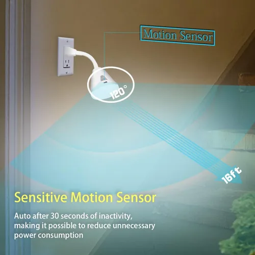 Miniatura 3 de Luz nocturna enchufable con sensor de movimiento, luz LED con sensor infrarrojo de 6W, luz AC 85-265V PIR sensor infrarrojo detector de movimiento
