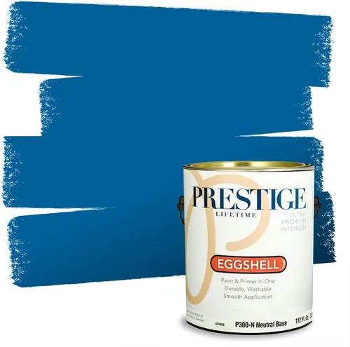 Miniatura 51 de Prestige Paints. - Base y pintura para exteriores en un solo galón, 1 galón. plano, comparable con Sherwin Williams Topsail. SW159-azul hechizante.