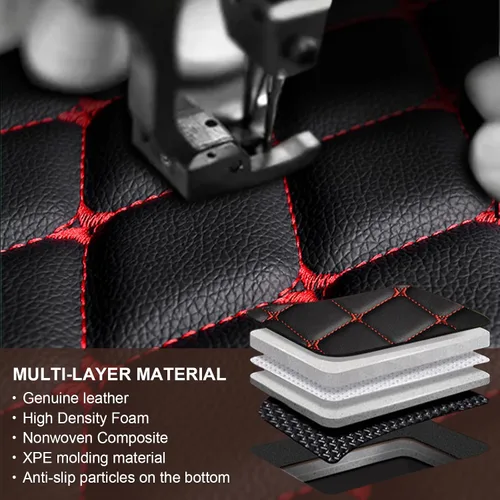 Miniatura 6 de Alfombrillas de automóvil para Toyota Camry 2001-2006, revestimiento de cuero de lujo, protección para todo tipo de clima (juego completo, negro)