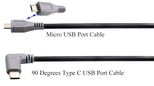 Miniatura 3 de Cable extensor USB micro a tipo C de 90 grados USB 2.0 tipo C macho a micro 2.0 macho de sincronización de datos y cable de carga para MacBook