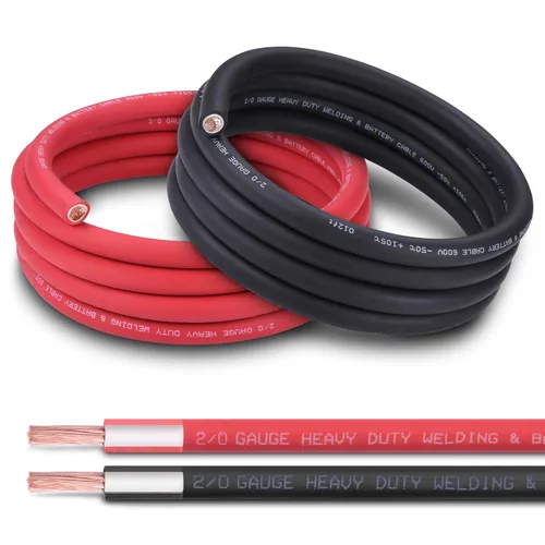 Miniatura 7 de Cable de batería 1/0 AWG de 10 pies, rojo y negro, cable de soldadura OFC de cobre puro calibre 1/0 (actualizado con aislamiento más grueso), mayor
