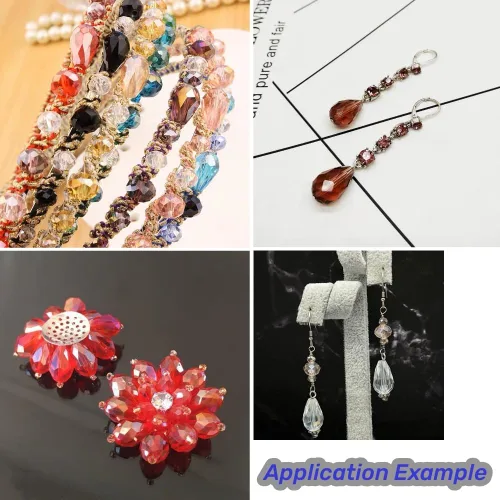 Miniatura 6 de 100 cuentas de cristal de lágrima de cristal facetadas en forma de agujero vertical sueltas para hacer joyas, pulseras, collares, costura, Ámbar