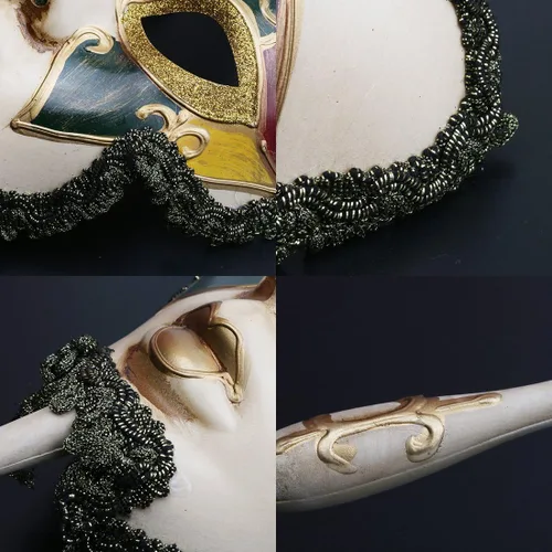 Miniatura 6 de YU FENG Paquete de 2 máscaras de cosplay para parejas, carnaval musical veneciano, Mardi Gras, máscara de mascarada en un palo para fiesta
