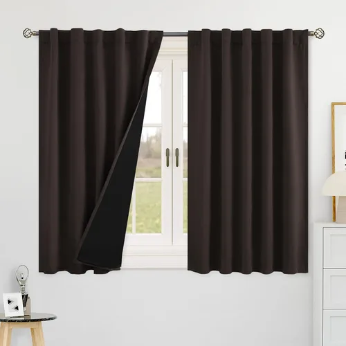 Miniatura 67 de BGment Cortinas 100% opacas beige de 63 pulgadas de largo con forro aislante térmico, bolsillo para varilla y lengüeta trasera de doble capa