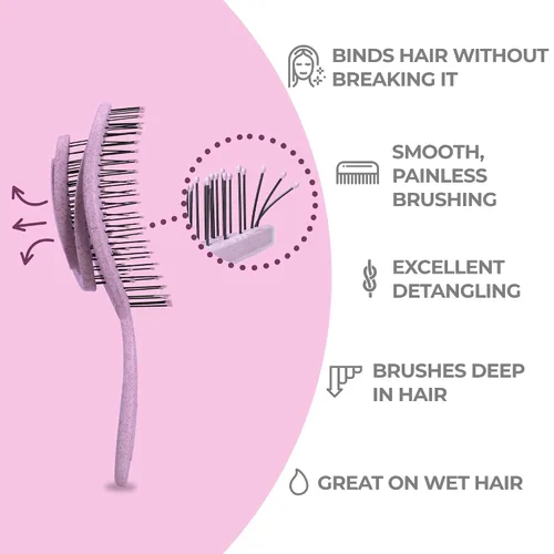 Miniatura 2 de Ninabella - Cepillo orgánico desenredante para cabello de mujeres, hombres y niños, no tira del cabello, cepillo alisador para cabello liso, rizado