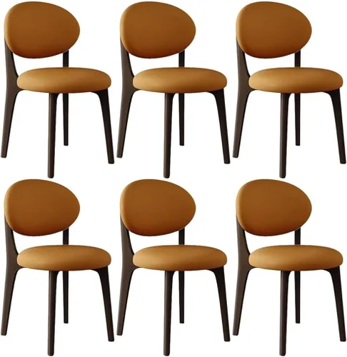 Miniatura 29 de YVYKFZD Juego de sillas de comedor, sillas de cocina de madera maciza, silla de comedor de granja con respaldo curvo, silla tapizada de cuero
