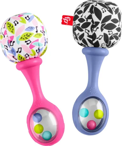 Miniatura 4 de Fisher-Price Juguetes para recién nacidos Rattle ‘n Rock Maracas, 2 Instrumentos Musicales Blandos para el Juego y el Desarrollo de Bebés de 3+