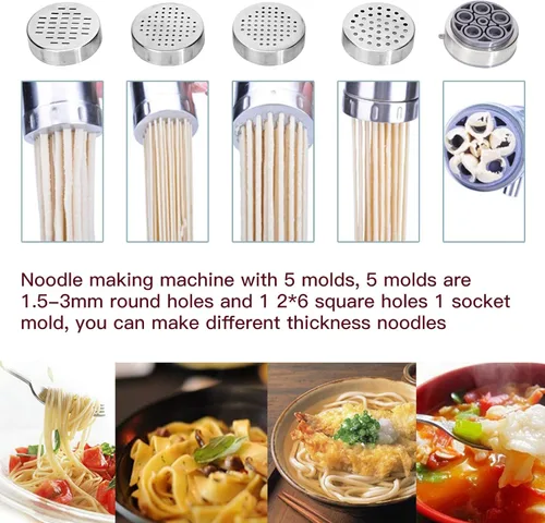 Miniatura 7 de Máquina manual para hacer pasta de fideos, herramienta de cocina de espagueti, máquina de prensa de acero inoxidable, máquina de prensa para pasta