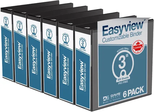 Miniatura 25 de Easyview - Carpetas prémium de 3 anillas con cubiertas transparentes y anillos redondos, carpetas para la escuela u oficina, 1 pulgada, paquete