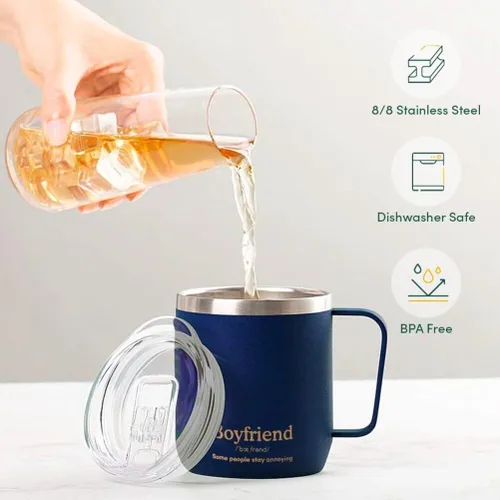 Miniatura 6 de VAHDAM Taza Boyfriend de 10.1 fl oz Taza de viaje aislada al vacío de acero inoxidable azul real Regalo del día de San Valentín para él Taza