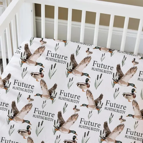 Miniatura 6 de HawSkgFub Future Duck Hunting Buddy - Sábana bajera para cuna estándar para bebé, cazador de patos malardos, animales salvajes, lago, para niños
