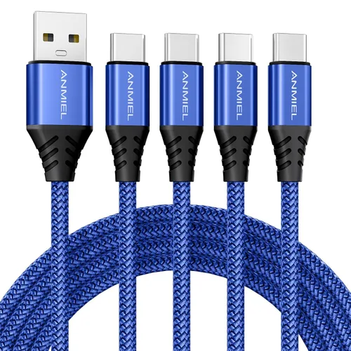 Miniatura 7 de Cable USB tipo C [4 unidades de 10 pies] USB 3A cable de carga rápida trenzado compatible con Samsung Galaxy A10e A20 A50 A51 A71, S10 S9 S8 Plus