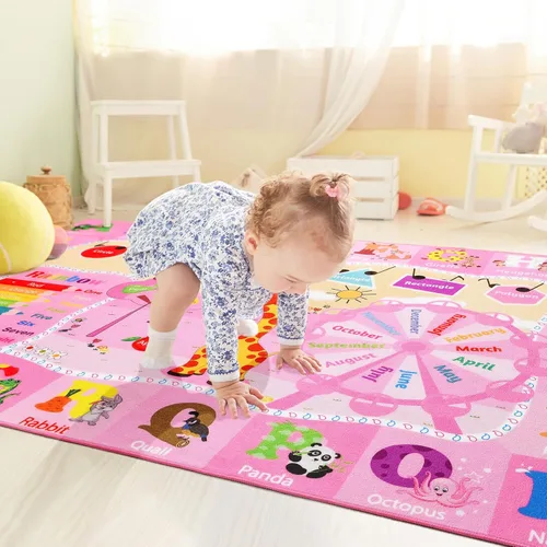Miniatura 17 de Alfombras infantiles lavables para sala de juegos, alfombras de aprendizaje educativas y divertidas con formas de animales del alfabeto ABC