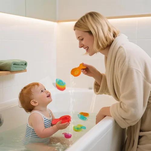 Miniatura 7 de Juguetes de baño para bebés de 1 a 3 años, 11 unidades, juguetes de baño sin moho para niños pequeños de 2 a 4 años con coloridos barcos flotantes