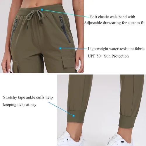 Miniatura 4 de Oalka Pantalones cargo de senderismo para mujer, ligeros, con bolsillos de viaje, de secado rápido