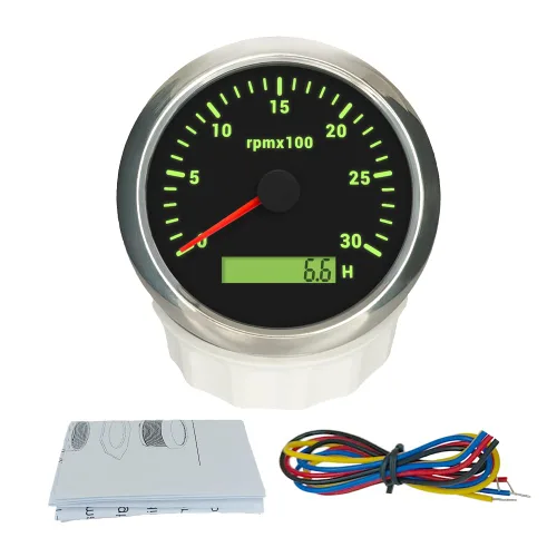 Miniatura 12 de ELING Tacómetro de motor de 3.346 in, medidor de rpm, calibre 0-7000 RPM para automóvil, barco, camión, con medidor de horas LCD, retroiluminación