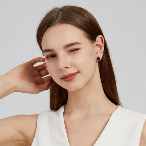Miniatura 70 de Natural Stone Stud Earrings for Women 8mm Sterling Silver Genuine Gemstone Earrings Handmade Sterling Silver Crystal Stud Earrings for Women
