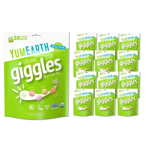 Miniatura 15 de YumEarth Organic Giggles - Caramelos masticables aptos para alérgicos (los 9 mejores gratis), sin colorantes artificiales, sin OMG, sin gluten