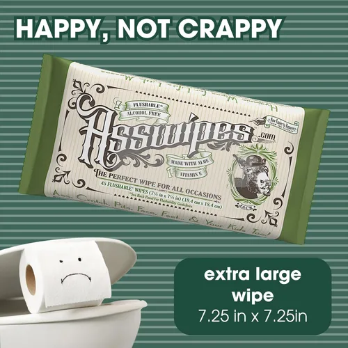 Miniatura 3 de Asswipes Toallitas desechables para adultos (paquete de 2, 90 toallitas) Toallitas de limpieza personal para el cuerpo, baño y glúteos para hombres