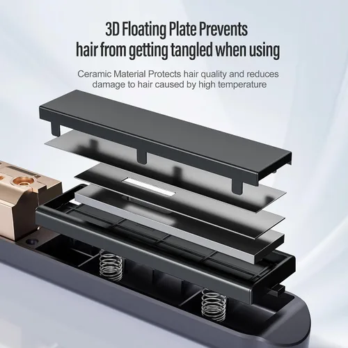 Miniatura 2 de Alisador y rizador de pelo inalámbrico 2 en 1, ajustable de 350 °F a 420 °F, calentamiento de 20 segundos, pantalla LED, batería de 10000 mAh