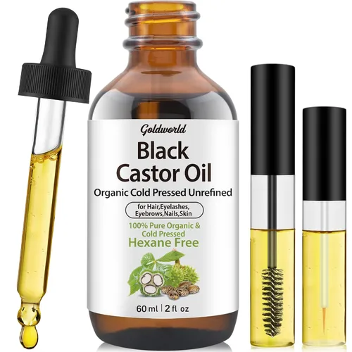 Aceite de ricino negro puro 100% orgánico prensado en frío, para el cabello y las cejas, suero de crecimiento de pestañas para crecer pestañas,