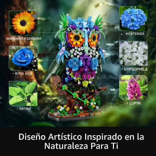 Miniatura 3 de Sillbird Juego de construcción de búho de flores para adultos, regalos creativos para mamá, esposa, mujer, novia, pareja, decoración del hogar
