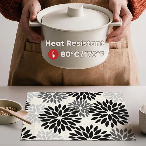 Miniatura 3 de Artoid Mode - Juego de 4 manteles individuales de vinilo con diseño floral, resistentes al calor, lavables, antideslizantes, de PVC, para decoración