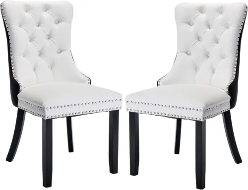 Miniatura 12 de Juego de 6 sillas de comedor modernas para sala de estar, cocina, patas de madera maciza, cojín acolchado de tela de lino, asiento y respaldo