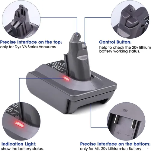 Miniatura 4 de EID V6 - Adaptador de batería para batería Milwaukee M18 de 18 V, repuesto para Dyson V6 SV03 SV04 SV05 SV06 SV07 SV09 DC59 DC61 DC62 DC72 DC74