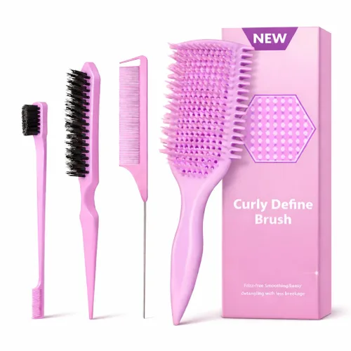 Miniatura 9 de Cepillo desenredante para cabello rizado, cepillo ligero para cabello rizado con diseño ventilado para un fácil deslizamiento, desenreda sin Negro