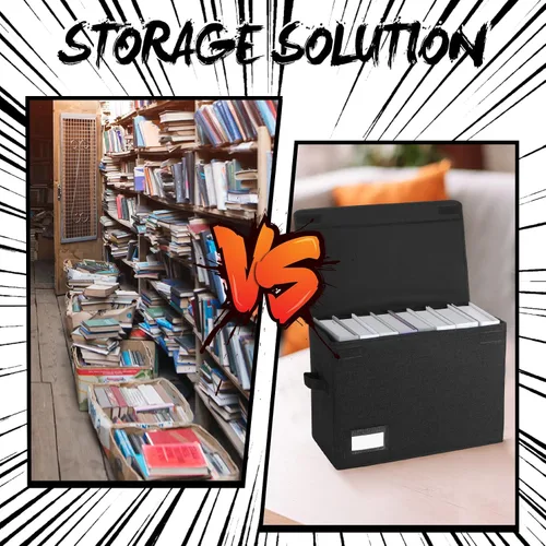 Miniatura 6 de Chuangdi 6 cajas de almacenamiento de cómics, caja corta plegable de cómic con tapa, 15.8 x 7.9 x 11.4 pulgadas, contenedor con capacidad para 150