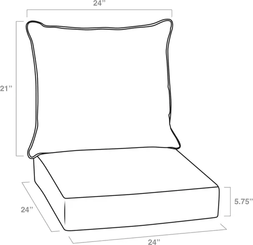 Miniatura 4 de Arden Outdoor Deep Seat Cushion Set, 24 x 24 pulgadas, Cojín para exteriores resistente al clima, a la lluvia y a la decoloración para silla, sofá