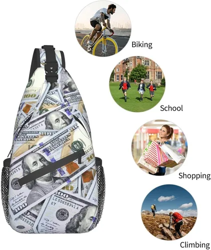 Miniatura 7 de Us Bill Dollars Money - Bolso de pecho unisex para viajes, senderismo, bolsa de hombro cruzada para mujeres y hombres, US Bill Dollars Money A1