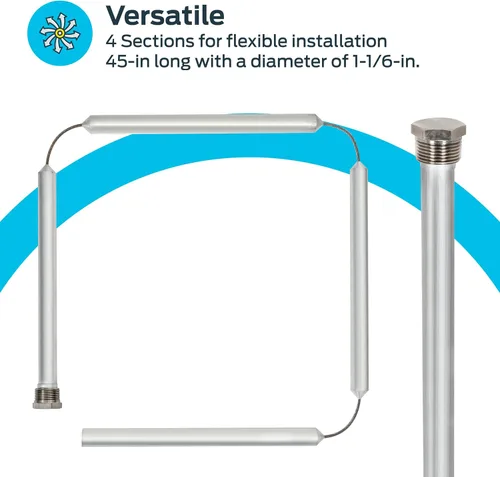 Miniatura 3 de Eastman Varilla de ánodo de magnesio flexible de 45 pulgadas, cabeza hexagonal de 1-1/6 pulgadas, cromo, 60296