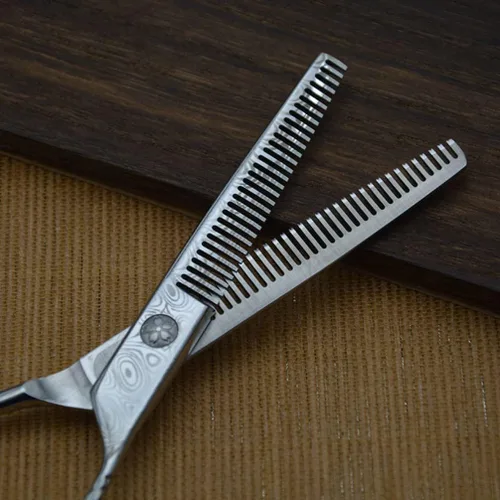 Miniatura 6 de Tijeras de corte de pelo de acero de dos lados para adelgazar los dientes de corte de peluquería peluquería peluquería salón de afeitar