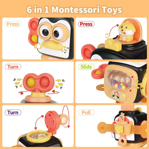 Miniatura 3 de OSIMILY Juguetes Montessori para niños de 1 año, Juguetes sensoriales para niños pequeños de 1 a 3 años, Cubo de tablero ocupado para actividades