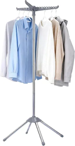 Miniatura 15 de Beaudaily Tendedero de secado de ropa, plegable de 74.8 pulgadas, estante de secado de ropa interior de 2 niveles con brazos giratorios, acero