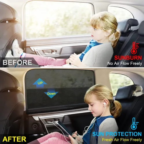 Miniatura 3 de Parasoles de ventana de coche para bebé, paquete de 2 parasoles universales para niños, adultos y mascotas, cubiertas de malla para ventanas