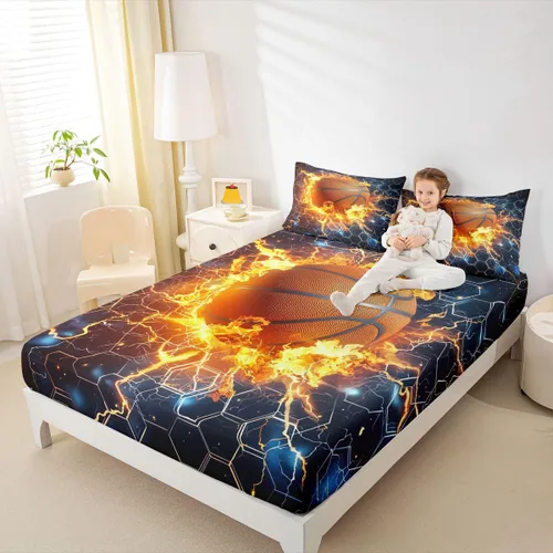 Miniatura 30 de Sábana bajera de galaxia tamaño individual, juego de ropa de cama con purpurina degradado para niños, niñas, niños y mujeres, decoración